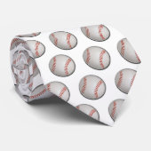 Cravate Motif de baseball Arrière - plan blanc (Roulé)
