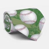 Cravate Motif de baseball sur Green (Roulé)