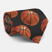 Cravate Motif de basket-ball en noir (Roulé)
