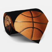 Cravate Motif De Basket-Ball Orange Et Noir, (Roulé)