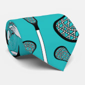 Cravate Motif de bâtons de lacrosse de turquoise (Roulé)