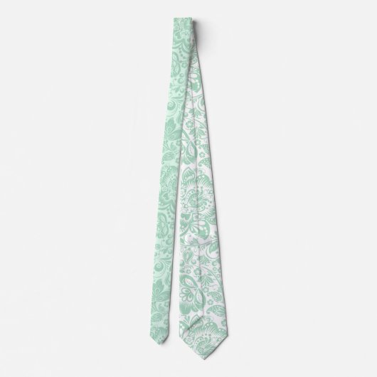 Cravate Motif de belles fleurs vert menthe (Dos)