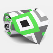 Cravate Motif de bloc couleur blanc noir gris citron (Roulé)