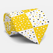 Cravate Motif de bloc couleur bleu et blanc Polka Jaune (Roulé)