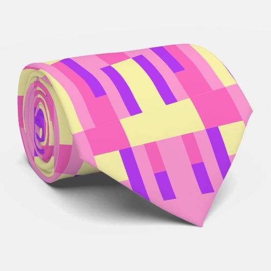Cravate Motif de bloc de pixels géométriques rose pastel v (Roulé)