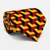 Cravate Motif de bloc géométrique Retro Red Black Barcelon (Roulé)