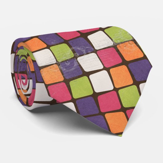 Cravate motif de blocs abstrait (Roulé)