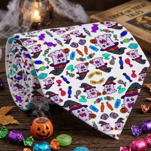 Cravate Motif de bonbons pastel Halloween et sorcières fan