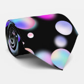 Cravate motif de boules flottantes 3D. BG noir (Roulé)