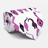 Cravate Motif de boutons de chats violets (Roulé)