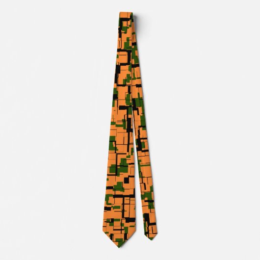 Cravate Motif de caméra numérique noir orange vert (Devant)