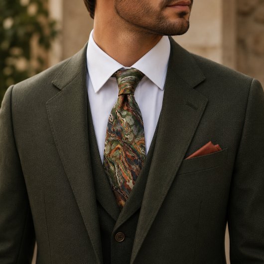 Cravate Motif de camouflage abstrait ton terre