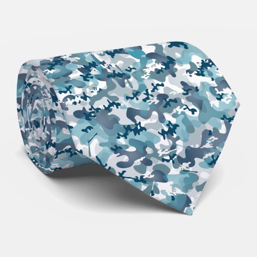 Cravate Motif de camouflage bleu (Roulé)