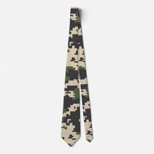 Cravate Motif de camouflage numérique vert (Devant)