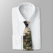 Cravate Motif de camouflage numérique vert (Attaché)