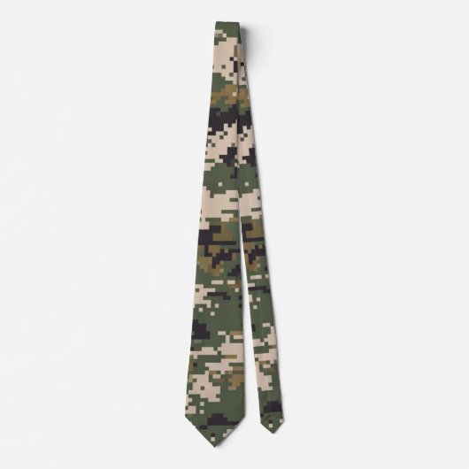 Cravate Motif de camouflage numérique vert (Devant)