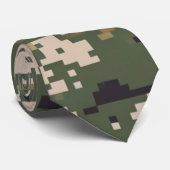 Cravate Motif de camouflage numérique vert (Roulé)
