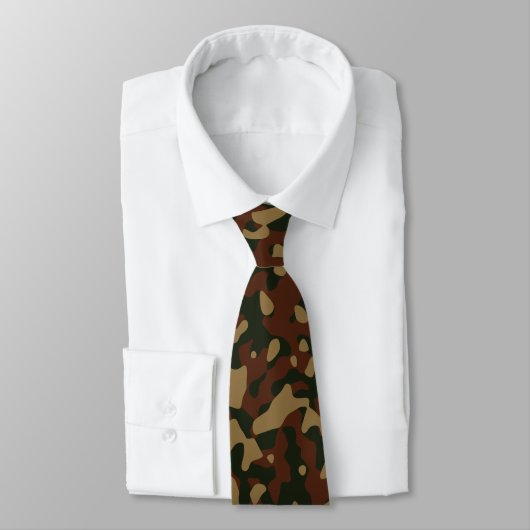 Cravate Motif de camouflage vert foncé, Brown et olive (Attaché)