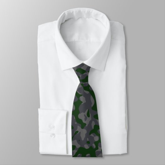 Cravate Motif de camouflage vert, gris foncé et noir (Attaché)