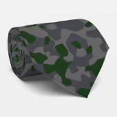 Cravate Motif de camouflage vert, gris foncé et noir (Roulé)
