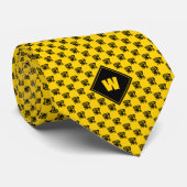 Cravate Motif de Carlin jaune moutarde (Roulé)