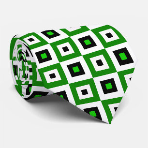 Cravate Motif de carrés à carreaux verts noirs et blancs