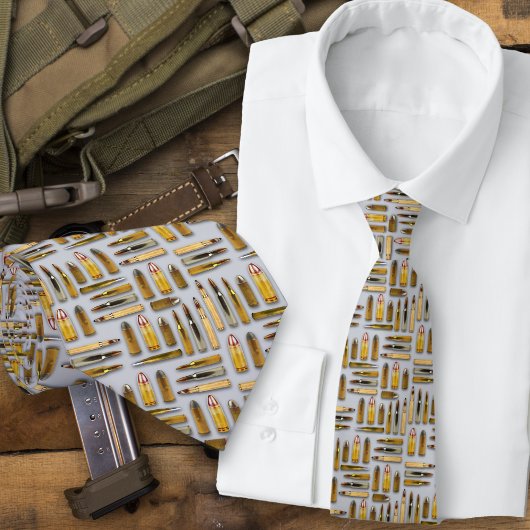 Cravate Motif de cartouches de munitions en noir