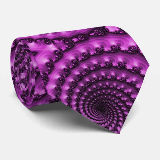 Cravate motif de chaînes fractales en spirale violette étr (Roulé)