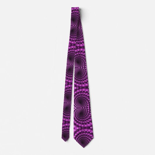 Cravate motif de chaînes fractales en spirale violette étr (Dos)
