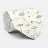 Cravate Motif de champignon de la forêt blanche grise bota (Roulé)