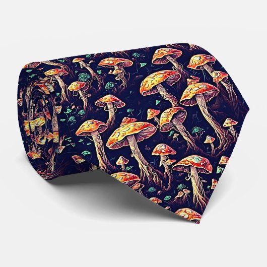 Cravate Motif de champignons (Roulé)
