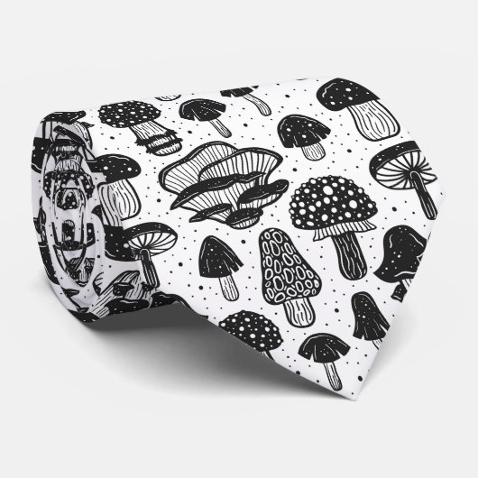 Cravate motif de champignons carrelé cool (Roulé)