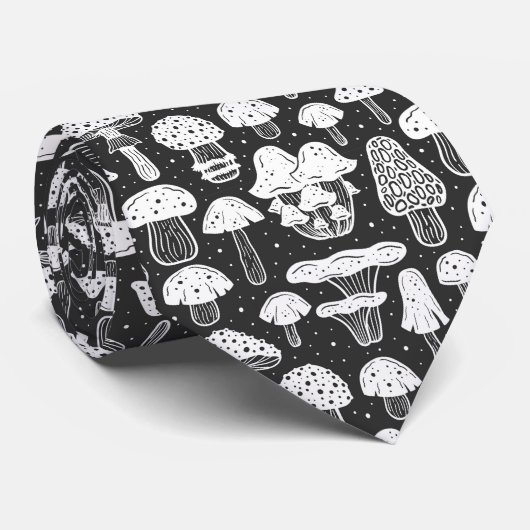 Cravate motif de champignons carrelé cool (Roulé)