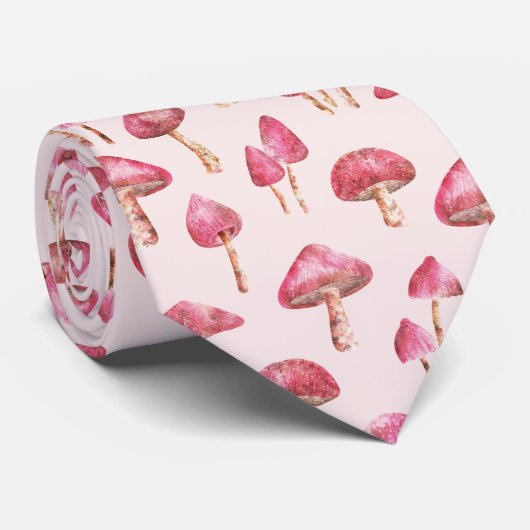 Cravate Motif de champignons roses (Roulé)
