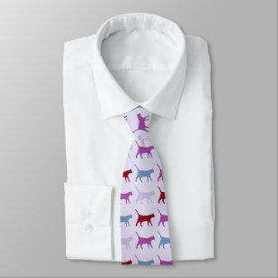 Cravate Motif de chat de marche violet