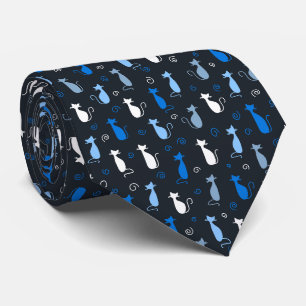 Cravate motif de chat mignon bleu