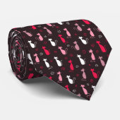 Cravate Motif de chat mignon rose (Roulé)