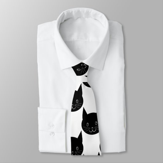 Cravate Motif de chat noir (Attaché)