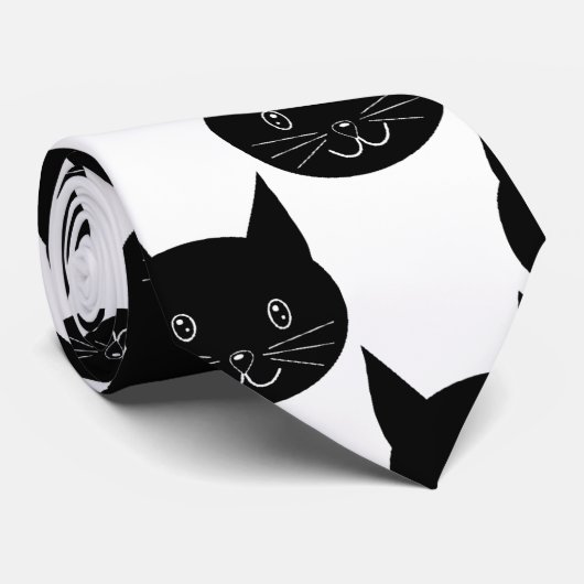 Cravate Motif de chat noir (Roulé)
