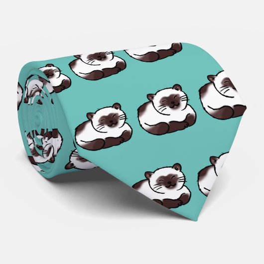 Cravate motif de chat siamese (Roulé)