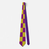 Cravate Motif de chèques violet et jaune (Devant)