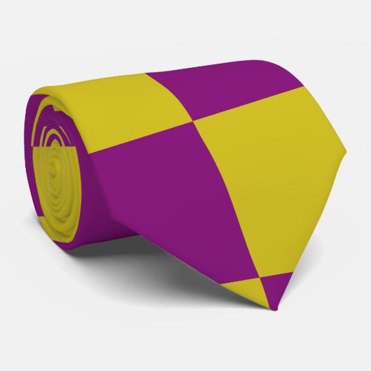 Cravate Motif de chèques violet et jaune (Roulé)