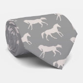 Cravate Motif de Chevaux de Galloping Gris (Roulé)