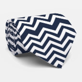 Cravate Motif de chevron bleu et blanc de la marine (Roulé)