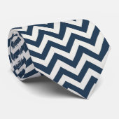 Cravate Motif de chevron bleu et blanc de la marine (Roulé)