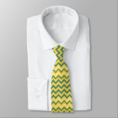Cravate Motif de chevron vert et jaune (Attaché)