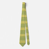 Cravate Motif de chevron vert et jaune (Devant)