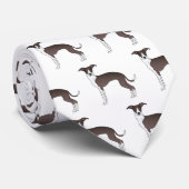 Cravate Motif de chien mignon gris italien cacheté et blan (Roulé)