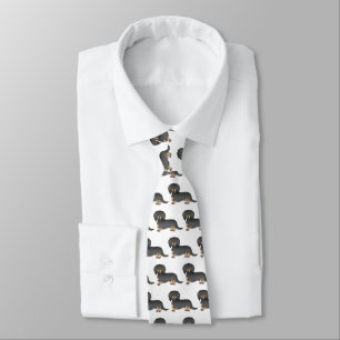 Cravate Motif de chien mignon noir et tan long cheveux