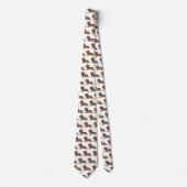Cravate Motif de chien teckel à poil long chocolat et feu (Devant)